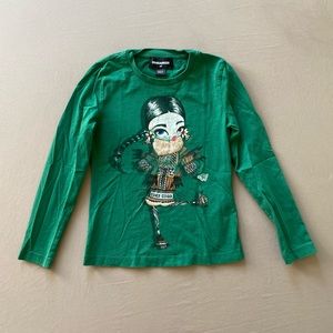 DSQUARED2 Girls' Green Long-Sleeve Graphic Top